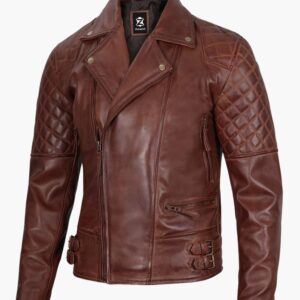 Asymmetrical Brown Leather Jacket