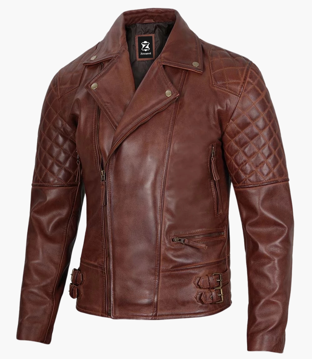 Asymmetrical Brown Leather Jacket