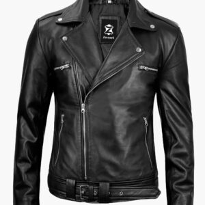 Black Asymmetrical Biker Leather Jacket