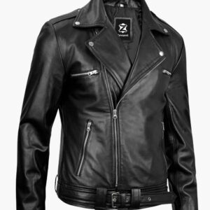 Black Asymmetrical Biker Leather Jackets In Florida