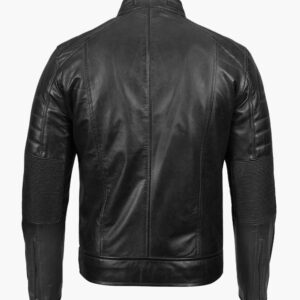 Black Cafe Racer Leather Jacket In Florida