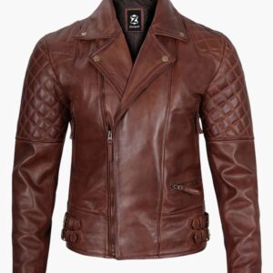 Brown Asymmetrical Biker Leather Jackets In Florida