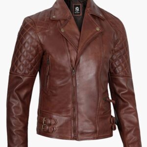 Brown Asymmetrical Biker Leather Jackets In USA