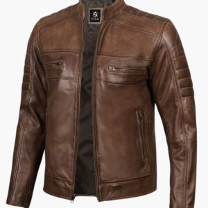 Brown Cafe Racer Leather Jacket