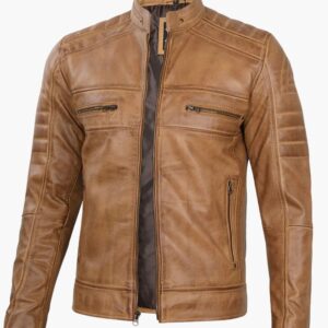 Cafe Racer Camel Brown Leather Jacket