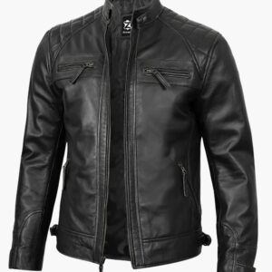 Diamond One Men Black Leather Jacket
