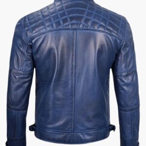 Diamond One Blue Leather Jacket
