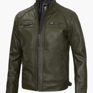 Diamond One Military Green Leather Jacket