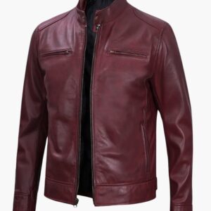 Dodge Maroon Biker Leather Jackets