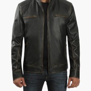 Dodge Mens Biker Leather Jackets