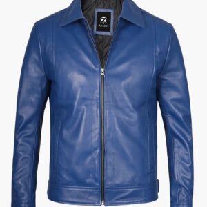 Jose Blue Leather Jacket In USA