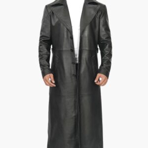 Men Bryson Leather Long Coat In Miami