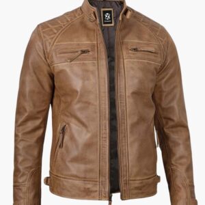 Men Camel Brown Leather Jacket