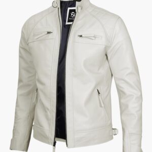 Men White Trucker Leather Jackets In Florida