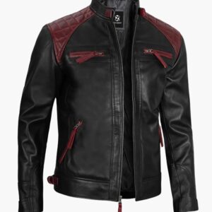 Mens Black Sports Leather Jacket In USA