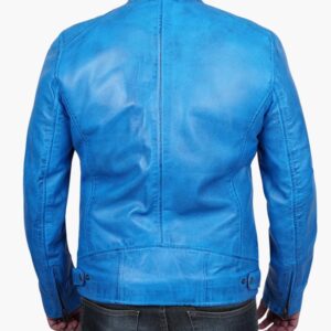 Mens Blue Leather Biker Jackets In USA
