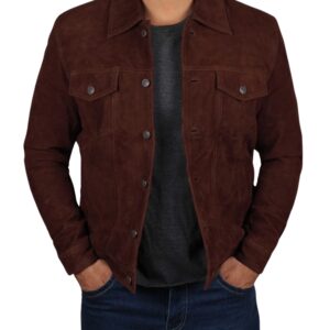 Men's Brown Suede Trucker Jacket In Florida