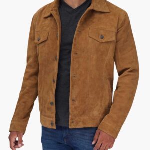 Men's Logan Tan Suede Trucker Jacket
