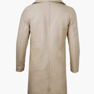 Men's Real Leather Beige 3/4 Length Car Coat