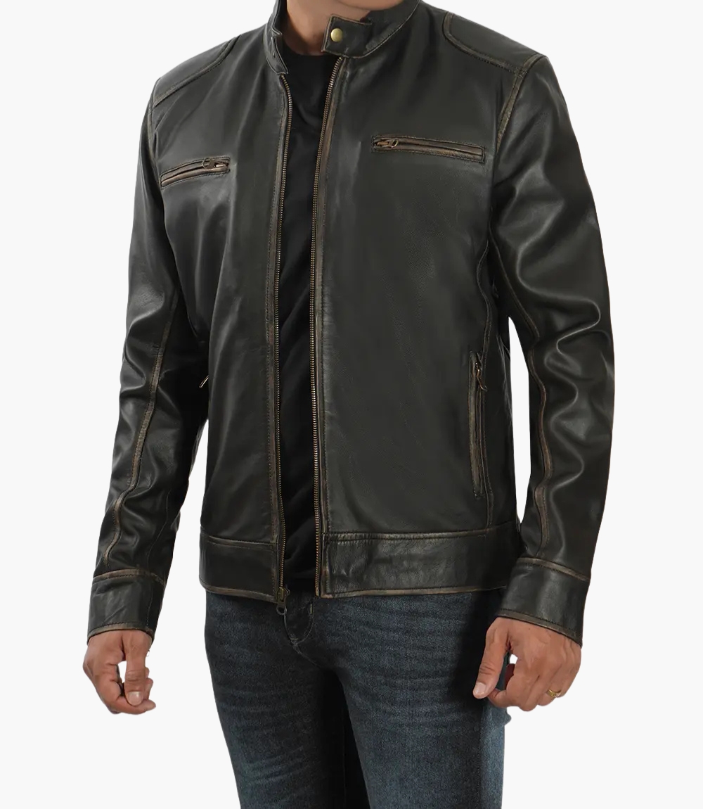 Raboff Dodge Biker Leather Jacket In Florida