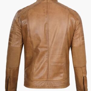 Real Camel Brown Leather Jacket In Florida