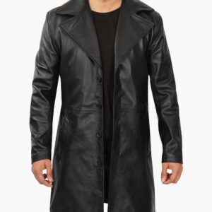 Santiago Black Leather Car Coat