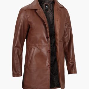 Santiago Cognac Men Leather Car Coat