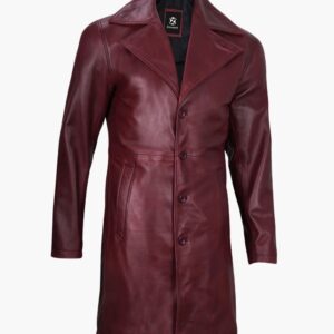 Santiago Leather Maroon Car Coat