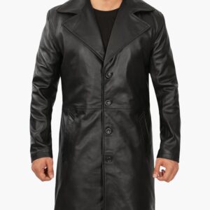 Santiago Men Black Leather Car Coats