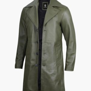 Santiago Military Green Leather Car Coat
