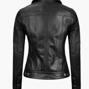 Black Trucker Leather Jacket In California