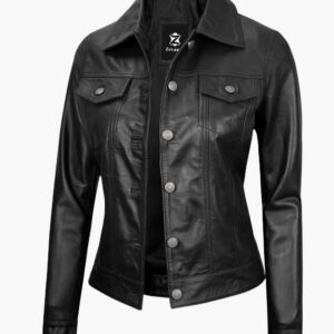 Fernando Cognac Brown Trucker Leather Jacket