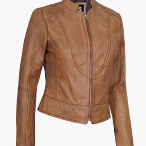 Women's Camel Brown Leather Jacket