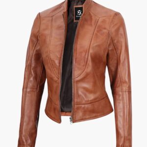 Women's Tan Amy Leather Jacket